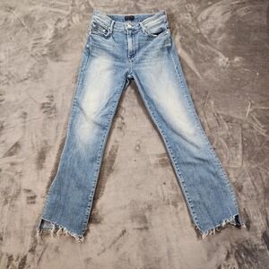 Miss Me Jeans Womens 24 Blue Insider Crop Two Step Fray Distressed Bootcut Denim